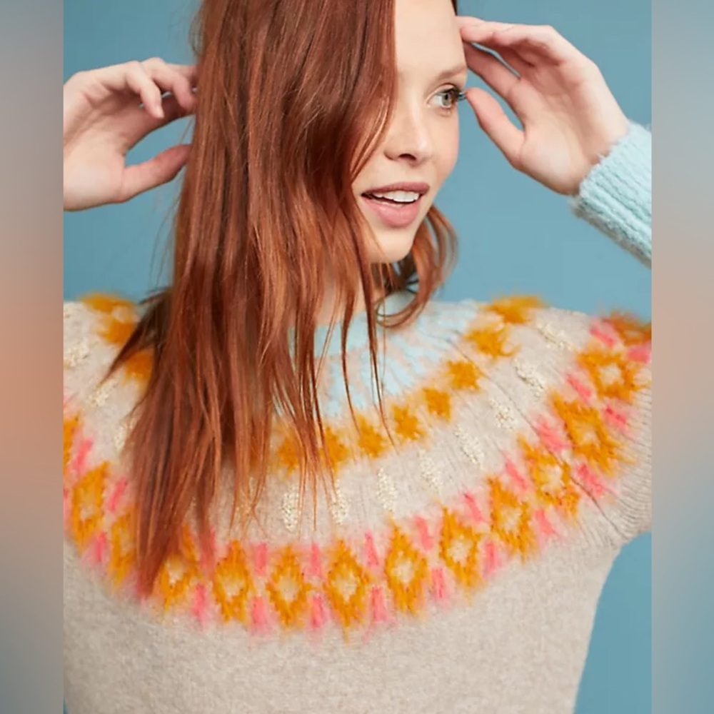 Anthropologie Cordelia Fairisle Multicolor Knit Sweater ✨